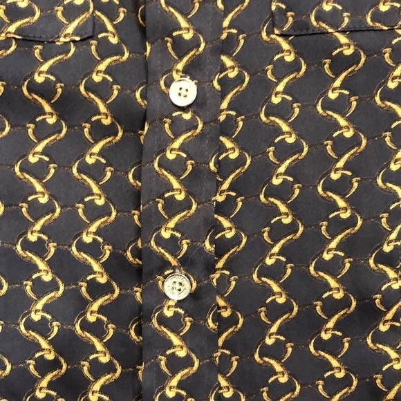 MICHAEL Michael Kors Chain Link Button Up Blouse Brown Gold XS - Picture 3 of 9